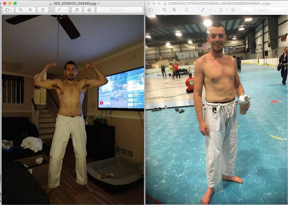 BJJ Comparison: Year 1 (170lbs) vs Year 2 (185lbs) with 4 stripes