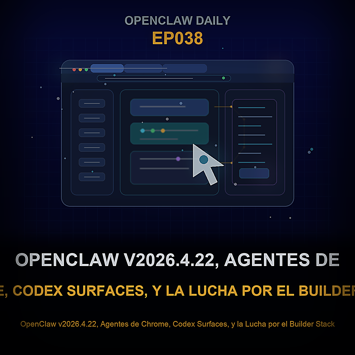OpenClaw v2026.4.22, Agentes de Chrome, Codex Surfaces, y la Lucha por el Builder Stack — Episode 38 cover art