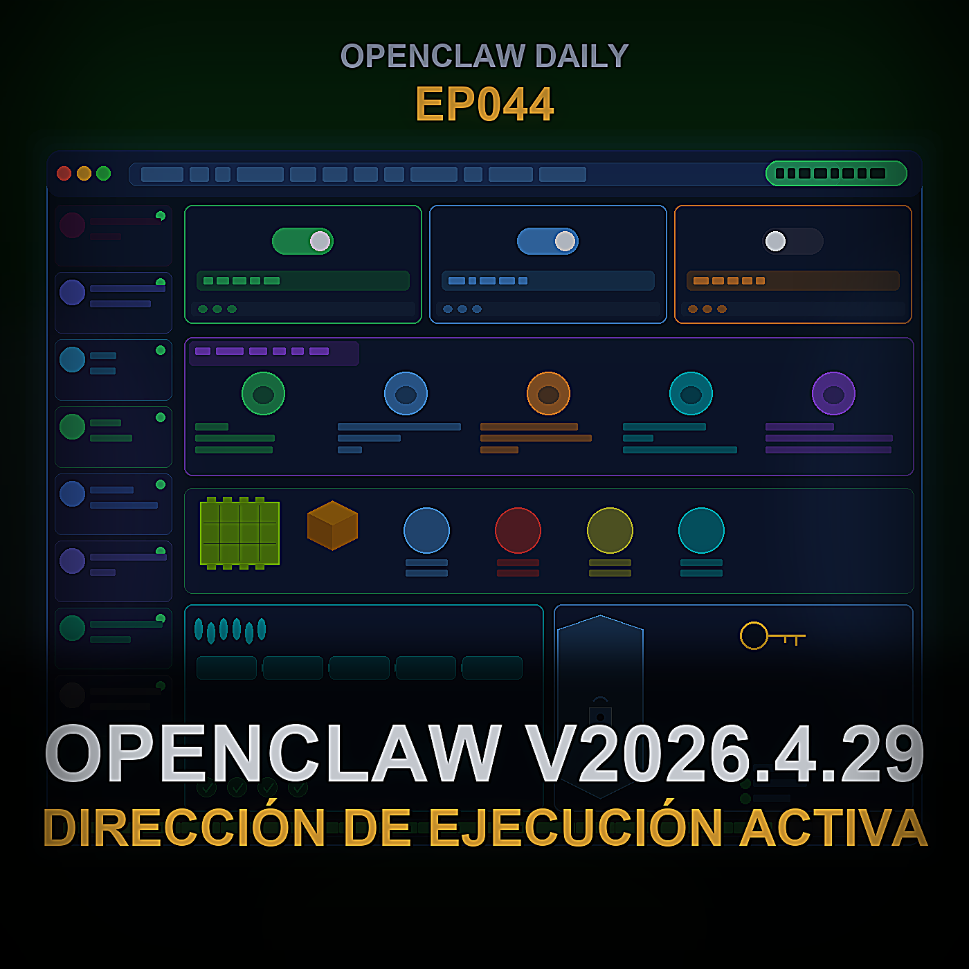 OpenClaw v2026.4.29, Dirección de Ejecución Activa, Memoria Consciente de Personas, Procedencia de Modelos y Seguridad de Cuenta — Episode 44 cover art
