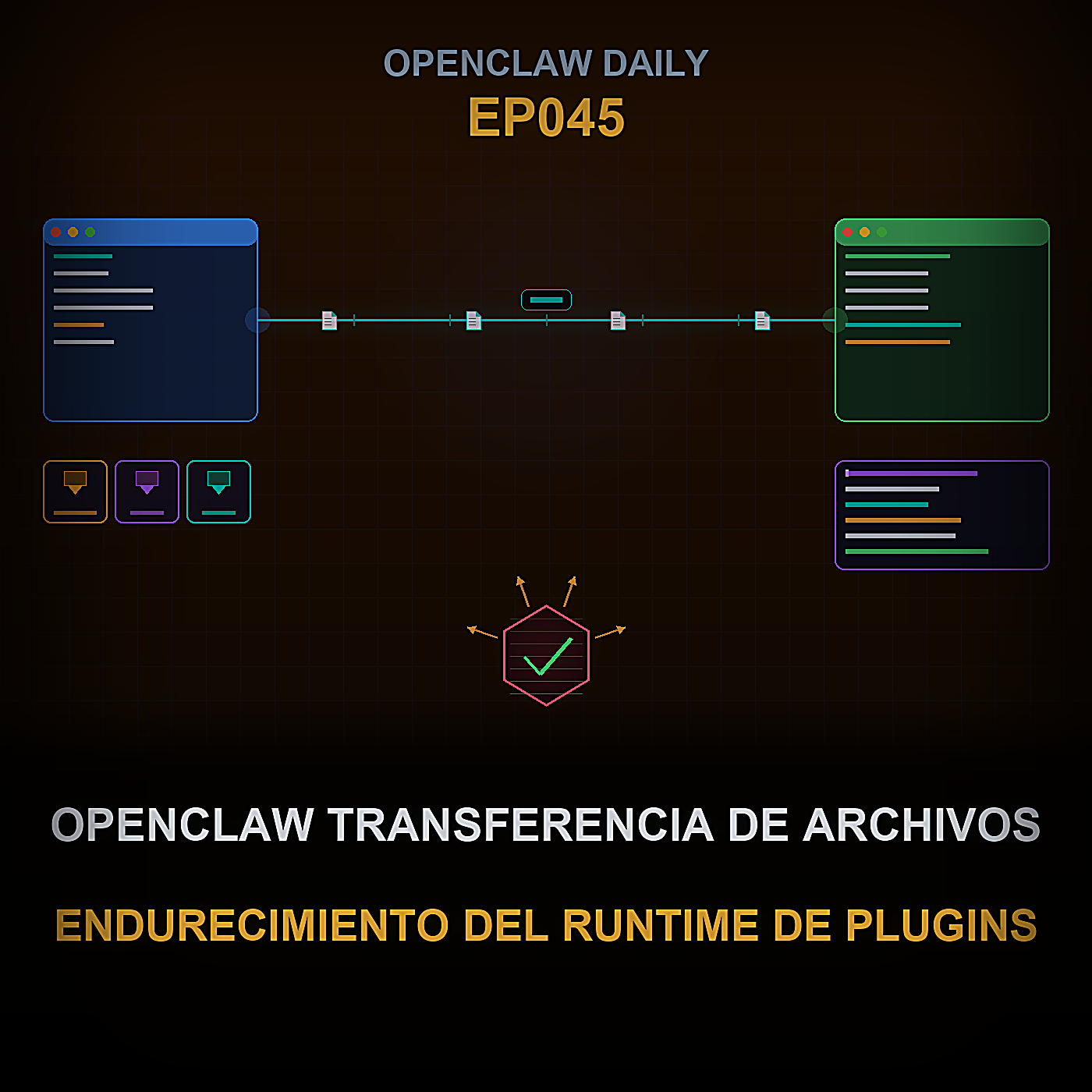 OpenClaw Transferencia de Archivos, Endurecimiento del Runtime de Plugins, Flujos de Trabajo de Objetivos Codex y Seguridad de Egreso del Agente — Episode 45 cover art