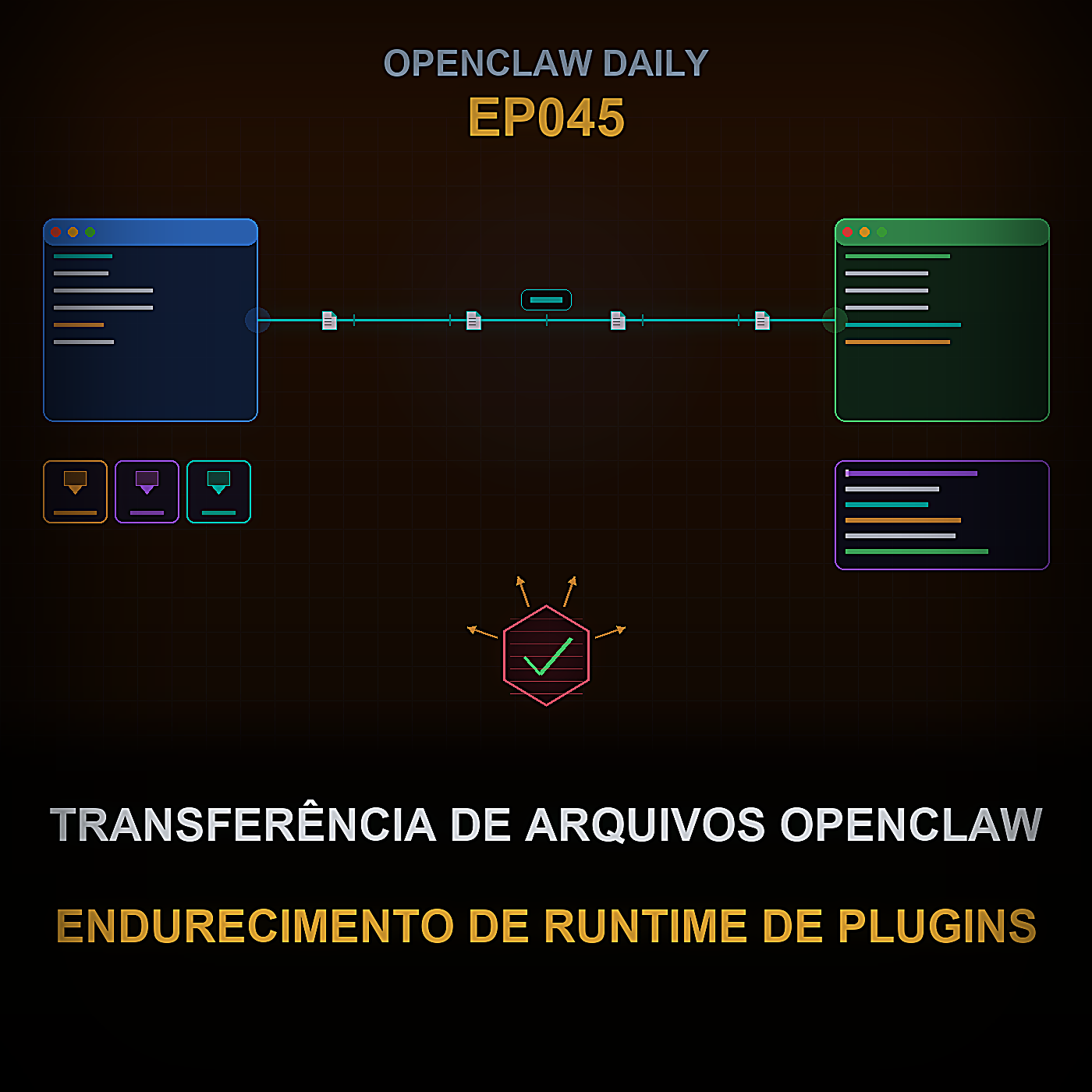 Transferência de Arquivos OpenClaw, Fortalecimento de Runtime de Plugins, Fluxos de Trabalho de Objetivos do Codex e Segurança de Saída de Agentes — Episode 45 cover art