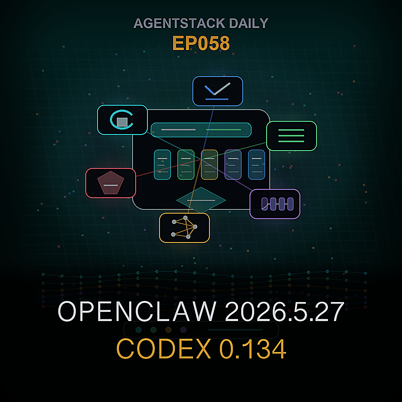 OpenClaw 2026.5.27, Codex 0.134, Claude Code 2.1.153, MCP गेटवे, लोकल कोड ग्राफ़, और प्राइवेट एजेंट कंट्रोल — Episode 58 cover art