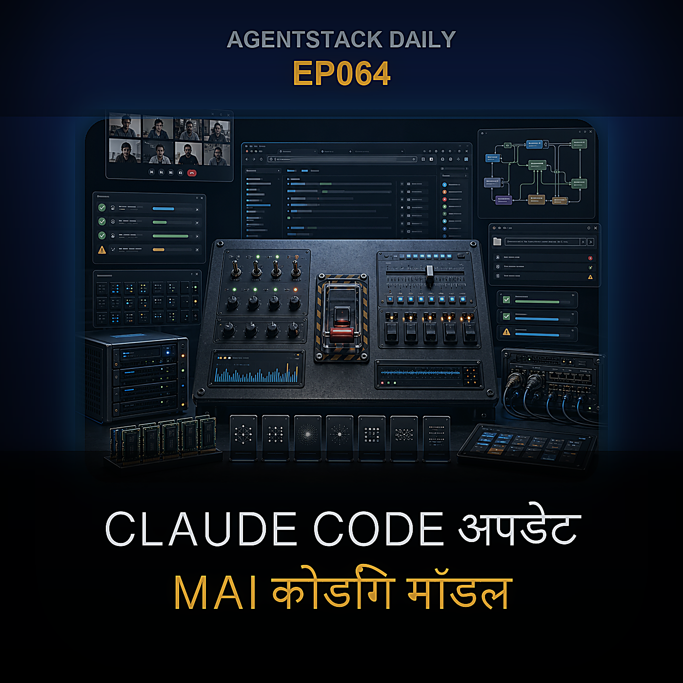 Claude Code 2.1.165, Microsoft का MAI कोडिंग मॉडल परिवार, और एजेंट इन्फ्रास्ट्रक्चर प्रोजेक्ट रडार — Episode 64 cover art