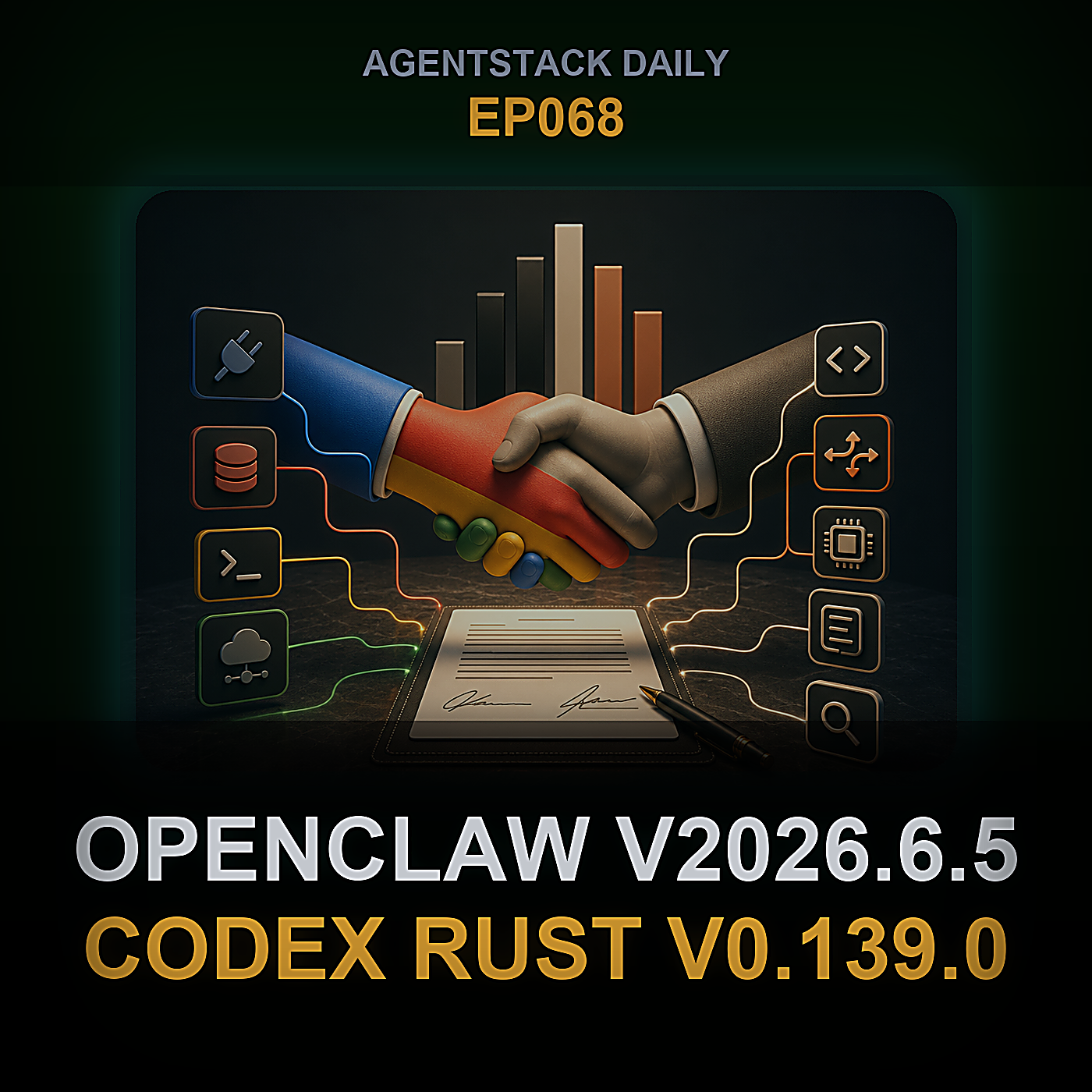 OpenClaw v2026.6.5, Codex rust-v0.139.0, Claude Fable 5, Apple auf Gemini, DeepSeek V4 Pro — Episode 68 cover art