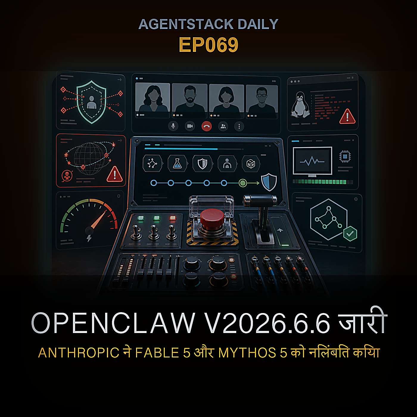 OpenClaw v2026.6.6 जारी, Anthropic ने Fable 5 और Mythos 5 को निलंबित किया, DeepSeek R1 को खुले में पुनः बनाया गया — Episode 69 cover art