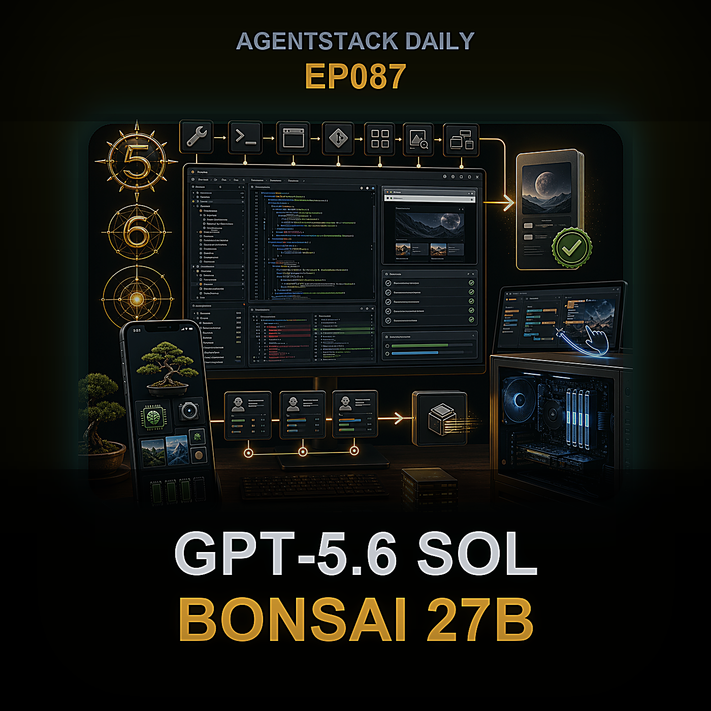 GPT-5.6 Sol, Bonsai 27B, Gemini 3.5 Flash y AMD 128GB PCs — Episode 87 cover art
