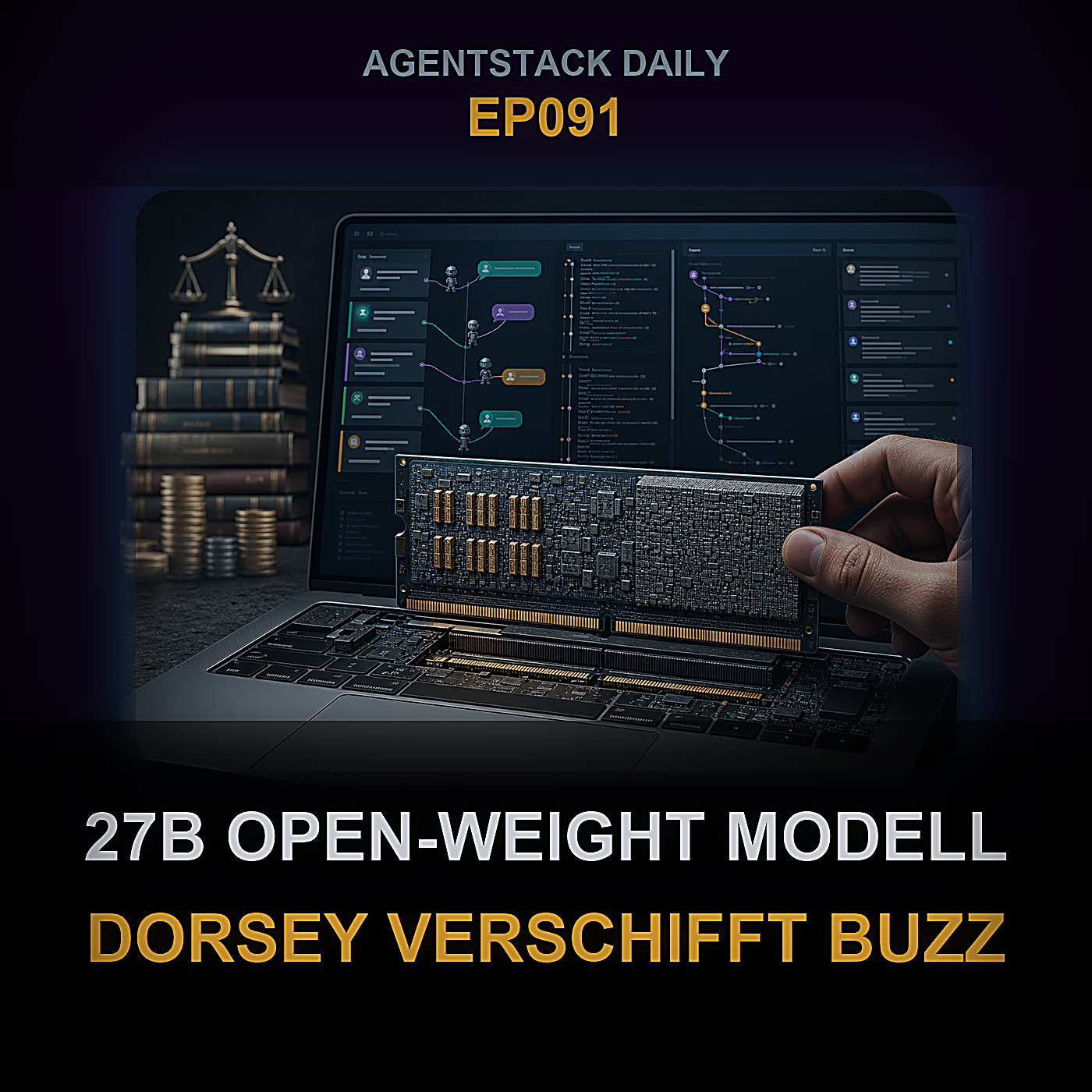 27B Open-Weight-Modell passt jetzt in Laptop-RAM, Dorsey verschifft Buzz, Anthropic schlichtet 1,5-Milliarden-Fall — Episode 91 cover art