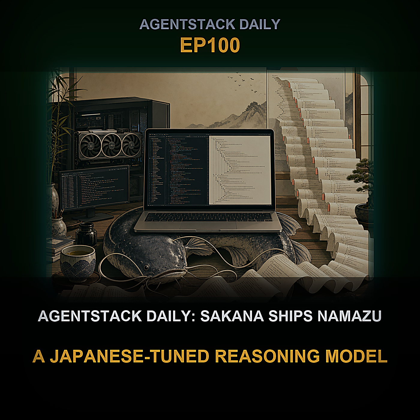 AgentStack Daily: Sakana ships Namazu, a Japanese-tuned reasoning model — Episode 100 cover art