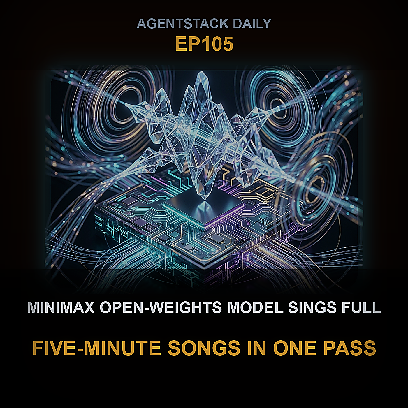 Modelo open-weights da MiniMax canta músicas completas de cinco minutos em uma única passagem — Episode 105 cover art