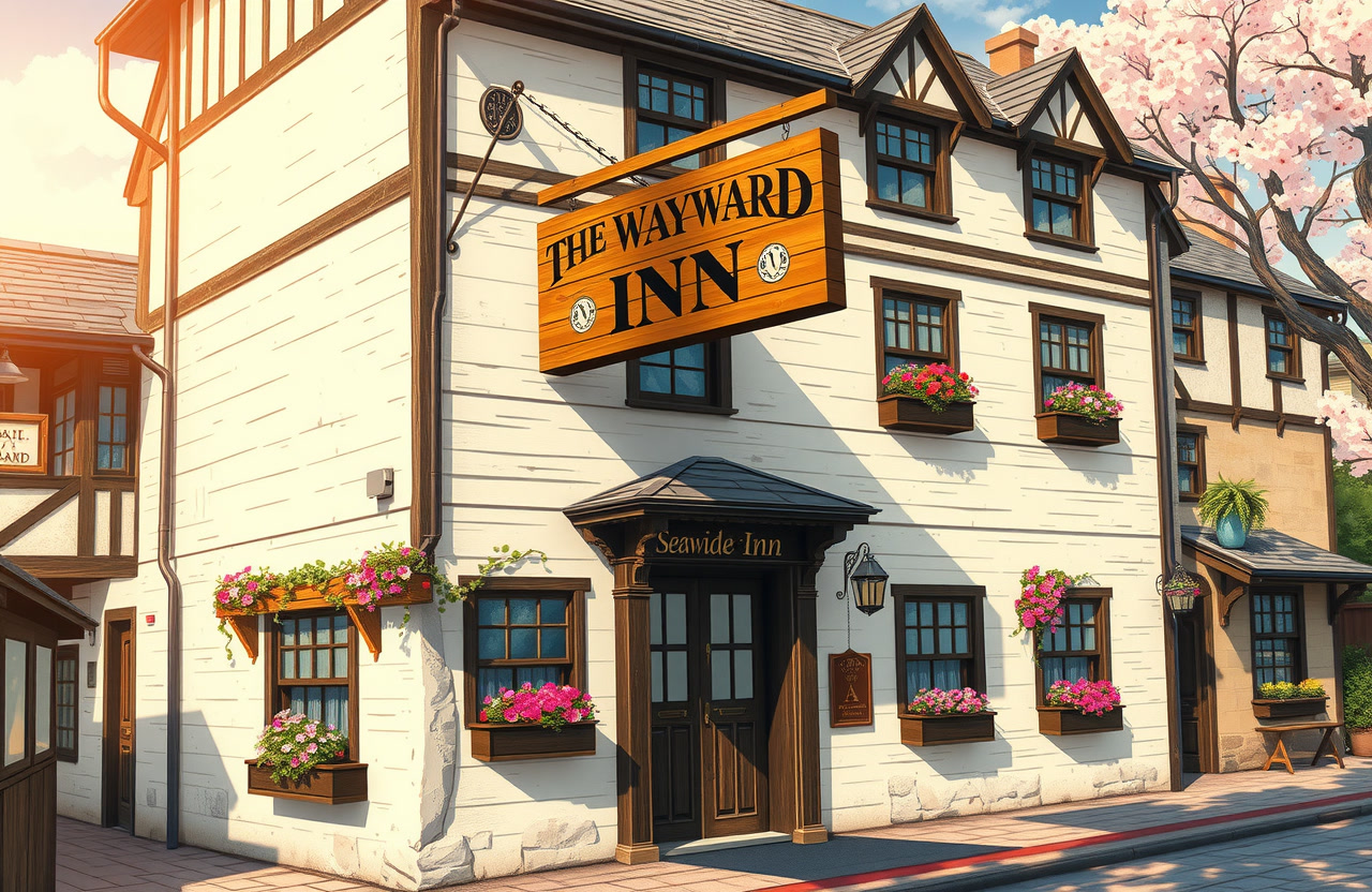 The Wayward Inn seaside exterior in morning light