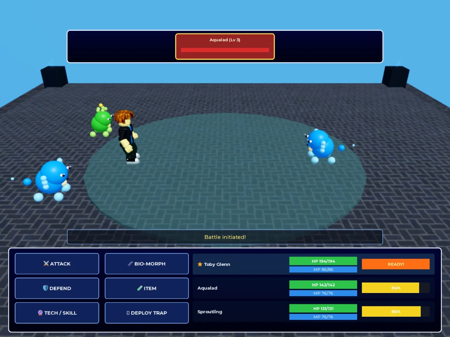 An in-game Active Time Battle with two companions