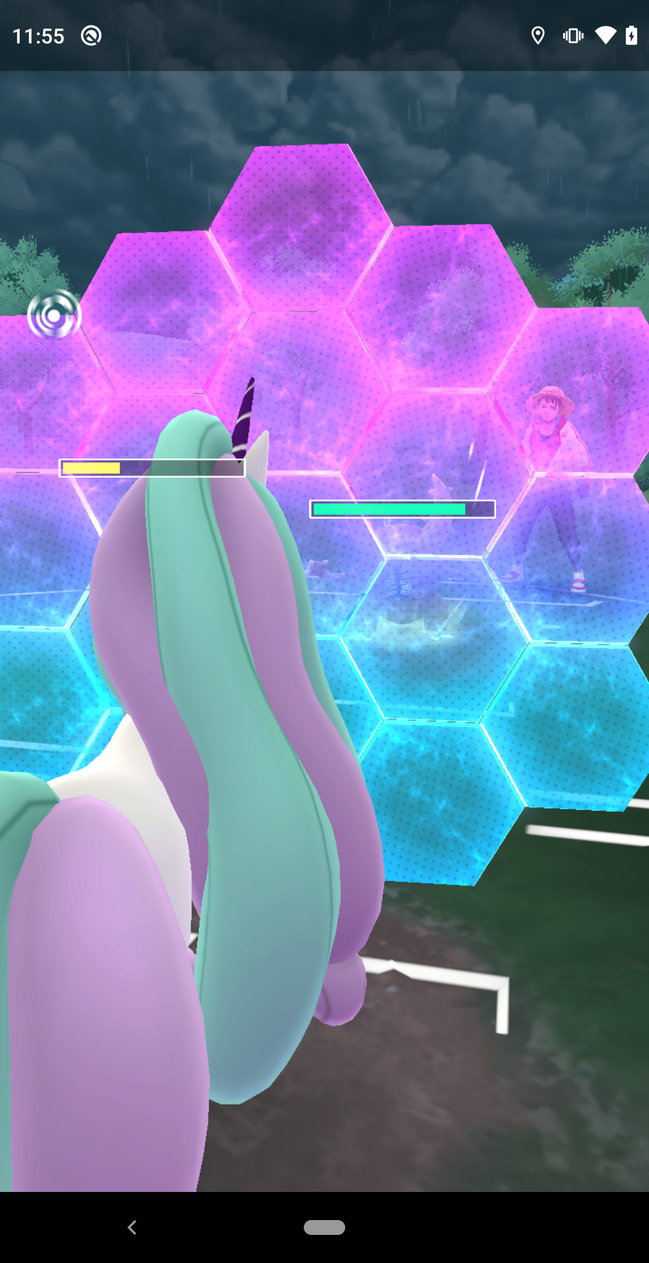 Automated protect shield activation during GO Battle League combat