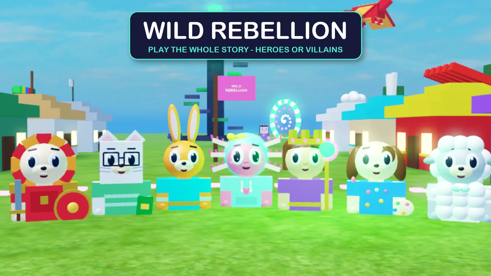 Wild Rebellion characters standing together in the village